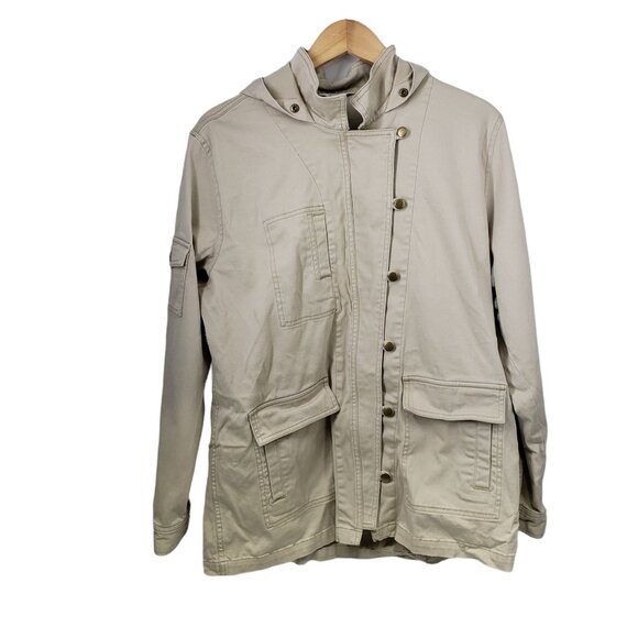Cabi Khaki Lightweight Hooded Utility Jacket Style 110 Women's Size L - Picture 4 of 10